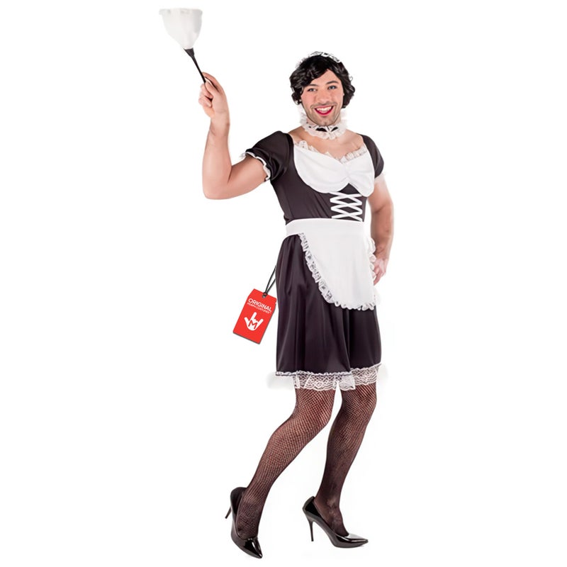 fun shack Maid Outfit for Men, Male Cleaner Uniform, French Maid Costume, Mens Cleaner Costume, Party Dress Up, Large - Image 1